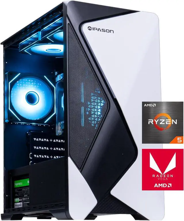 IPASON - Gaming desktop - AMD Ryzen 5 5600GT 6 core up to 4.6GHz - 16GB DDR4 3200MHz - 1TB M.2 NVMe - 550W PSU - Windows 11 home - WIFI - Gaming PC