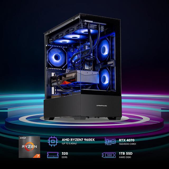 IPASON - Gaming Desktop -AMD Ryzen5 9600X - GeForce RTX 4070 12G - 1TB M2 - 32GB DDR5 5600MHz 240MM AIO Liquid Cooler-Windows 11 Home - Gaming PC