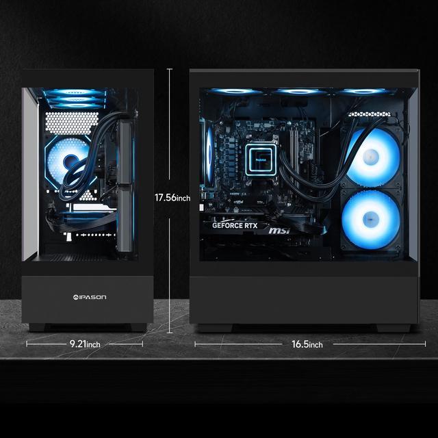 IPASON Gaming PC AMD Ryzen7 9700X Geforce RTX5060 Ti 16G 1TB NVME SSD 32GB DDR5 RAM 650W GOLD PSU 240MM AIO Liquid Cooler MSI B650M Windows 11 WIFI Prebuilt Gaming Pc New Computer
