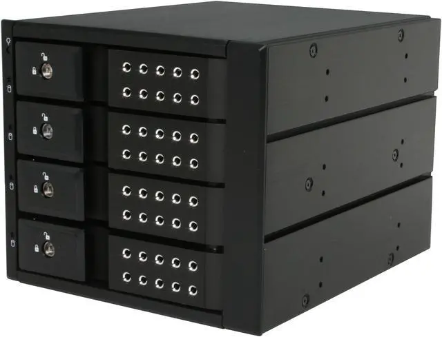 iStarUSA BPN-DE340SS-BLACK 3 x 5.25" to 4 x 3.5" SAS / SATA 6.0 Gb/s Trayless Hot-Swap Cage - Black Handle - OEM