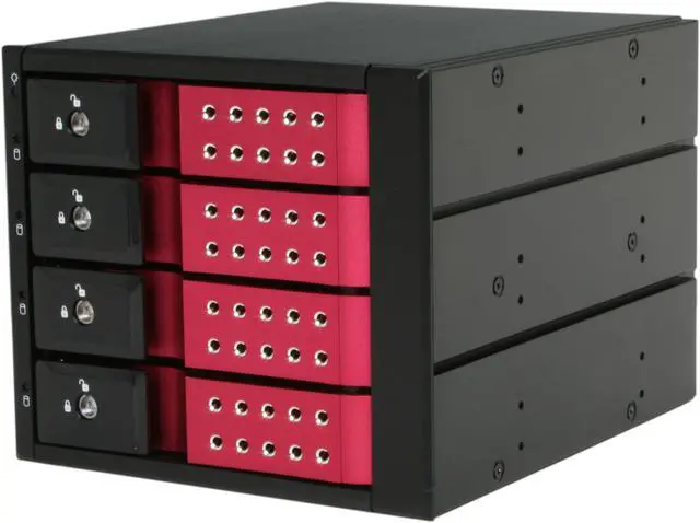 iStarUSA BPN-DE340SS-RED 3 x 5.25" to 4 x 3.5" SAS/SATA Trayless Hot-Swap Cage - OEM