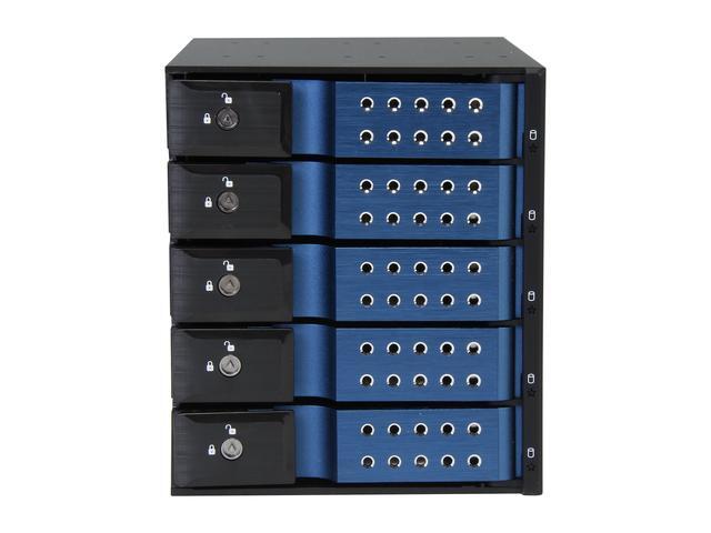 IStarUSA BPN-DE350SS-BLUE Trayless 3 X 5.25" To 5 X 3.5" SAS SATA 6 Gbps HDD Hot-swap Rack