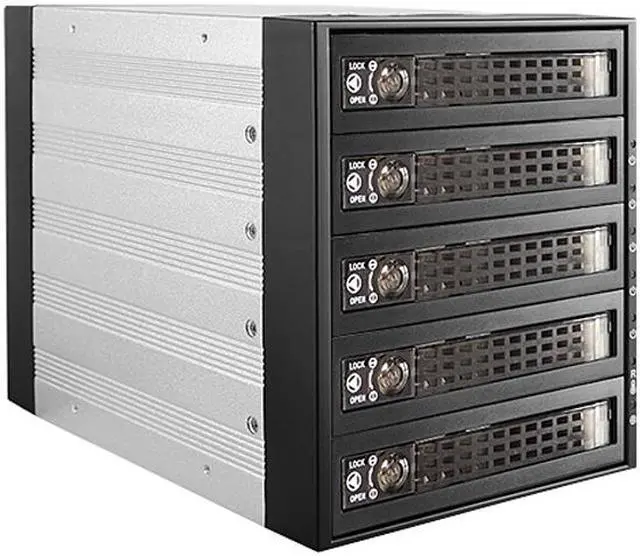 iStarUSA BPU-350SATA-KL 3x 5.25" to 5x 3.5" 2.5" SAS SATA 6 Gbps HDD SSD Hot-swap Rack with Key Lock