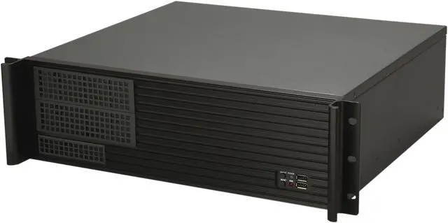 iStarUSA D-313SE-MATX Black Aluminum / Steel 3U Rackmount Compact Industrial Chassis - Black Bezel 2 External 5.25" Drive Bays