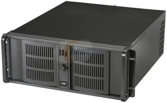 iStarUSA D-400 Black Aluminum / Steel 4U Rackmount Compact Stylish Chassis - Black Bezel 4 External 5.25" Drive Bays