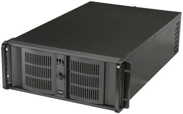iStarUSA D-400L-7 Black Aluminum / Steel 4U Rackmount High Performance Chassis - Black Bezel 7 External 5.25" Drive Bays