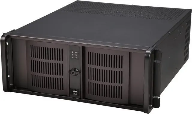iStarUSA D-414 Black Aluminum / Steel 4U Rackmount 14 Slots Industrial PC Chassis 4 External 5.25" Drive Bays