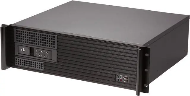 iStarUSA D313SEMATX-DE1BK Aluminum / Steel 3U Rackmount Compact Trayless Server Case - Black Bezel 1 External 5.25" Drive Bays
