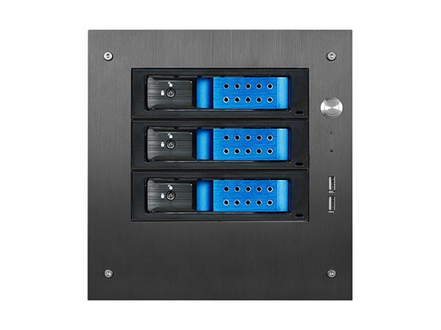 IStarUSA S-35-3DE1BK Black Aluminum / Steel Tower Compact Stylish 3x 3.5" Hotswap Trayless Mini-ITX Tower - Black HDD Handle