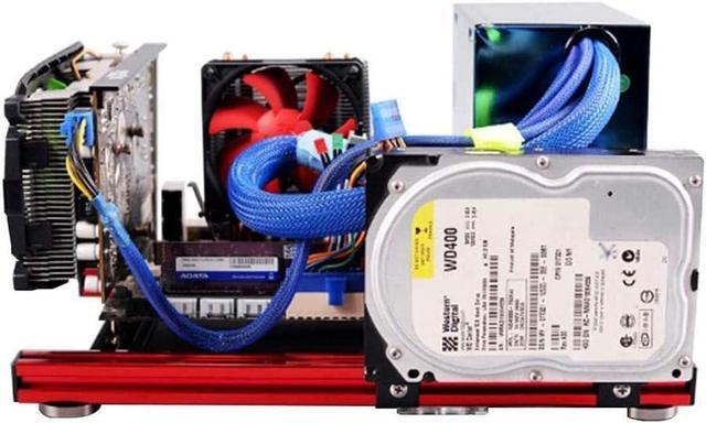 ITX Motherboard Test Bench Open Air Computer Case Chassis Aluminum Bracket DIY Bare Frame Mini-ITX Support Graphics Card(red&Black)
