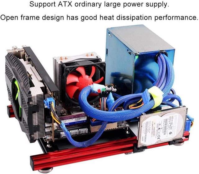 ITX Motherboard Test Bench Open Air Computer Case Chassis Aluminum Bracket DIY Bare Frame Mini-ITX Support Graphics Card(red&Black)