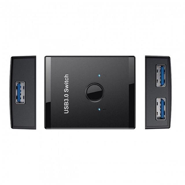 KAIBOXIXI KVM USB 3.0 Bidirectional Switch Selector 2 To 1 PCs Sharing Or 1 To 2 Hub For Keyboard Mouse Scanner Printer