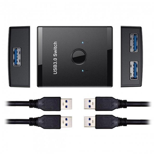 KAIBOXIXI KVM USB 3.0 Bidirectional Switch Selector 2 To 1 PCs Sharing Or 1 To 2 Hub For Keyboard Mouse Scanner Printer