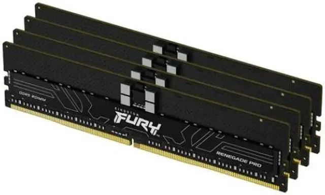Kingston 128GB (4 x 32GB) DDR5 6400MT/s CL32 FURY Renegade Pro RDIMM Black EXPO - For Motherboard - 128 GB (4 x 32GB) - DDR5-6400/PC5-51200 DDR5 SDRAM - 6400 MHz Dual-rank Memory - KF564R32RBE2K4-128