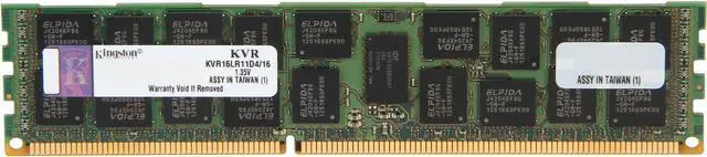 Kingston 16GB ECC Registered DDR3 1600 (PC3 12800) Server Memory Model KVR16LR11D4/16