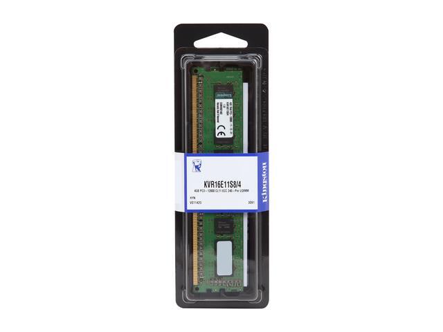 Kingston 4GB ECC Unbuffered DDR3 1600 (PC3 12800) Server Memory Model KVR16E11S8/4