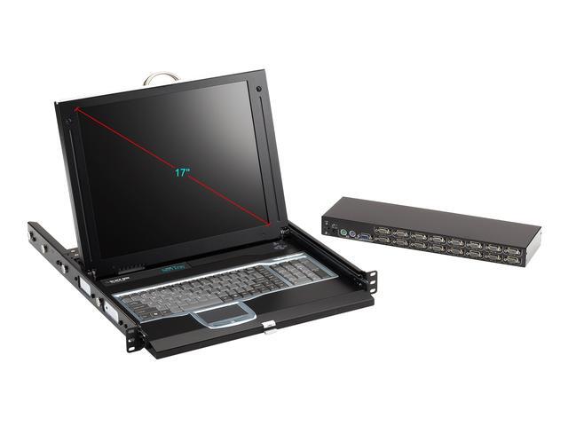KVM LCD CONSOLE TRAY AND SWITCH - 17IN SINGLE-RAIL VGA PS/2 USB 16-PORT G