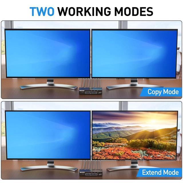 KVM Switch 2 Monitors 3 Computers Share 4 USB Ports USB3.0 KVM Switch For Keyboard Mouse Printer Support 4K 60HZ Dual Monitor Kvm Switcher Support Extended & Duplicate