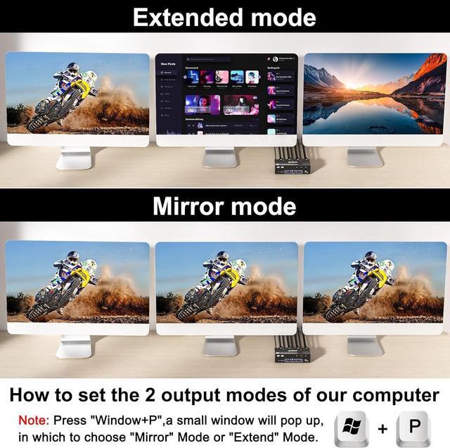 KVM Switch 3 Monitors 3 Computers 8K 60Hz 4K 144Hz HDMI+2 Displayport Triple Monitor KVM Switch For 3 Computer Share 3 Monitor And 4 USB3.0 Devices Wired Remote And 12V Power Adapter Included