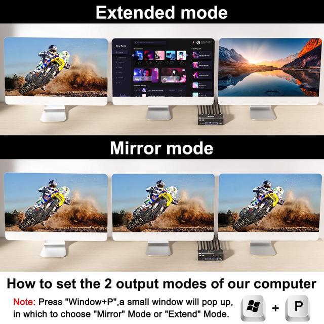 KVM Switch 3 Monitors 3 Computers 8K 60Hz 4K 144Hz Camgeet HDMI+2 Displayport KVM Switch Triple Monitor For 3 Computer Share 3 Monitor And 4 USB3.0 Devices Wired Remote And 12V Power Adapter Included