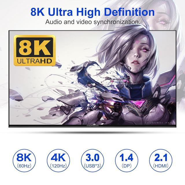 KVM Switch 3 Monitors 4 Computers 8K 60Hz 4K 144Hz 2 HDMI +1 DisplayPort Triple Monitor KVM Switch For 4 Computer With Audio And 3 USB 3.0 Ports USB 3.0 KVM Triple Monitor Keyboard Mouse Switcher