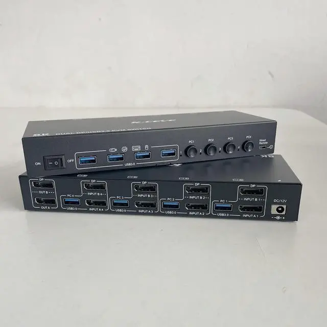 KVM Switch 4 Computer 2 Monitors KCEVE Dual Monitors Displayport USB 3.0 KVM Switcher Supports 4K 60Hz for 4 DP Computers Share 2 DP Monitors Keyboard and Mouse