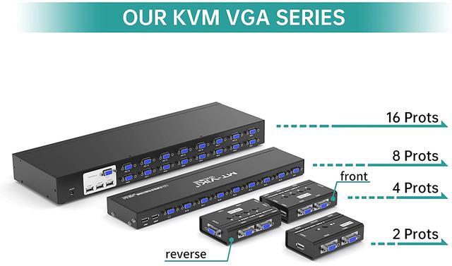 KVM Switch 8 Port KVM Switch VGA USB+8 Cables 2 In1 & Wired Extended Selector MT-VIKI 8x1 Rackmount KVM VGA Switch