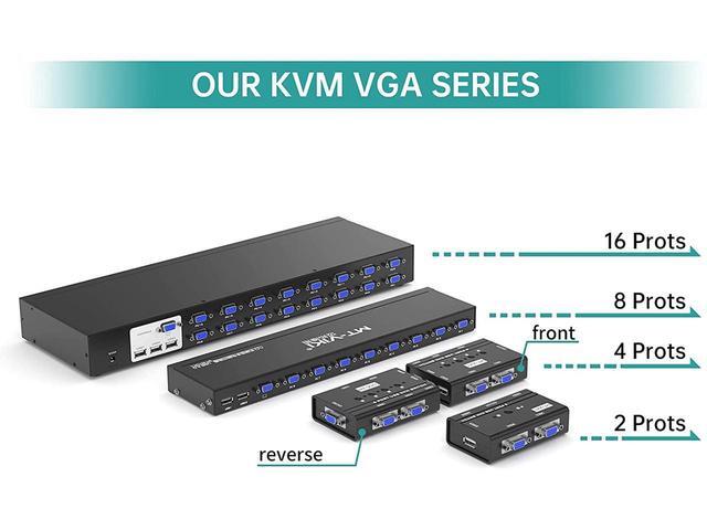 KVM Switch 8 Port KVM Switch VGA USB+8 Cables 2 In1 & Wired Extended Selector MT-VIKI 8x1 Rackmount KVM VGA Switch