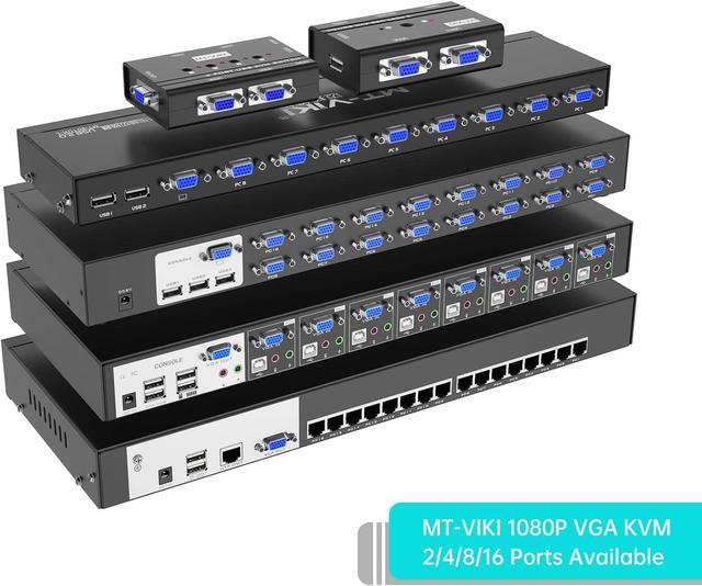 KVM Switch 8 Port MT-VIKI 8X1 Rackmount KVM Switch VGA Included 8 2-in-1 KVM Cables & Wire-Desktop Selector