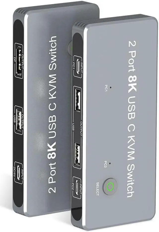 KVM Switch DisplayPort 2 Port 8K LUOM KVM DP Switches Box 2 in 1 Out for 2PC Share 1 Monitor and One Keyboard Mouse KVM Switch Displayport Support 8K 60Hz 4K 144Hz 3D 1080P