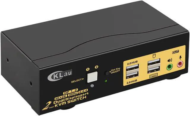 KVM Switch Dual Monitor DisplayPort 2 Port 4K 60Hz 4:4:4 2x2 DP KVM Switch with Audio and USB 2.0 HUBs