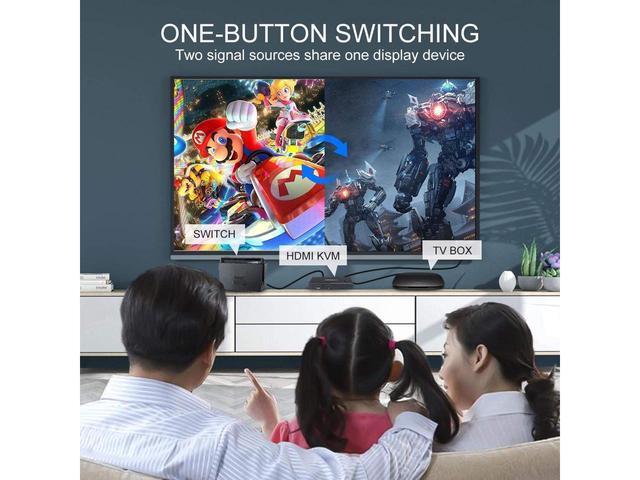 KVM Switch HDMI 2 Port Box Share 2 Computers With One Keyboard Mouse And One HD Monitor Support Wireless Keyboard And Mouse Connections UHD 4K (3840x2160) Supported