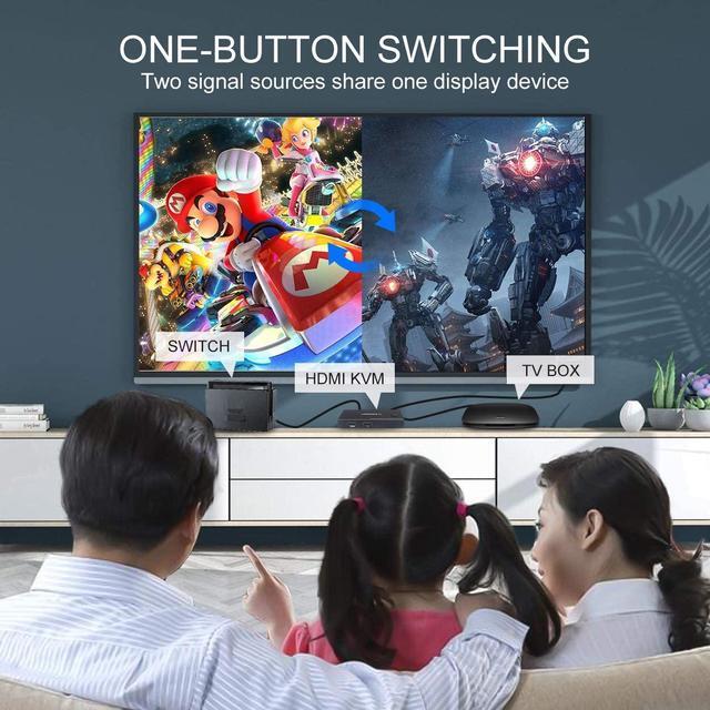 KVM Switch HDMI 2 Port Box Share 2 Computers With One Keyboard Mouse And One HD Monitor Support Wireless Keyboard And Mouse Connections UHD 4K (3840x2160) Supported