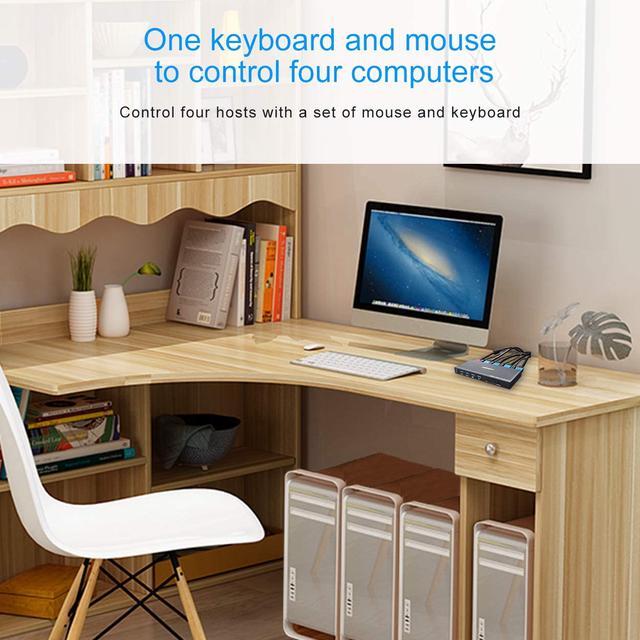KVM Switch HDMI 4 Port Box HDMI 2.0 KVM Switcher Support Wireless Keyboard And Mouse Connections And With USB Hub Port UHD 4K 60Hz & 3D & 1080P Supported
