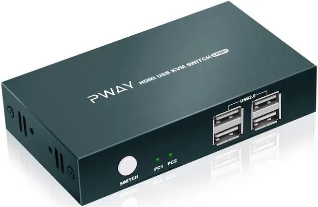 KVM Switch HDMI UHD 4K 30Hz HDMI KVM Switch 2 Port with 4 USB 2.0 Support HDMI Switch for 2 Computers Share Keyboard Mouse Printer and one HD Monitor with 2 HDMI and 2 USB Cables