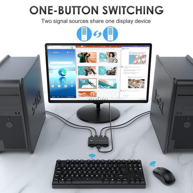 KVM Switch HDMI Upgraded USB 3.0 And HDMI KVM Switch For 2 Computers Share Keyboard Mouse Printer To One HD Monitor Supports 4K 60Hz 2 HDMI Cables And 2 USB Cables Included