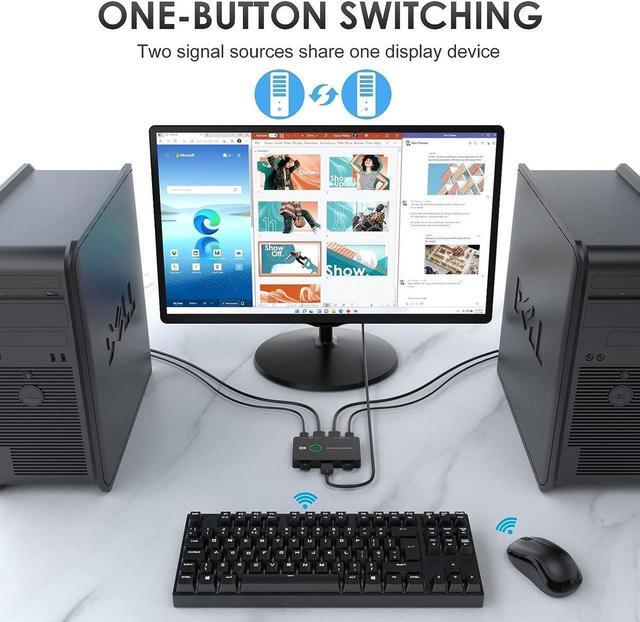 KVM Switch USB And HDMI KVM Switches For 2 Computers Sharing Mouse Keyboard Printer To One HD Monitor Supports 4K 60 Hz 2 HDMI Cables And 2 USB Cables Included