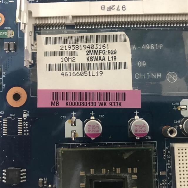 Laptop Motherboard For L500 L550 Main Board K000080430 KSWAA LA-4981P
