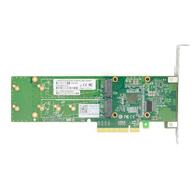 Linkreal PCIe 3.0 X8 To 4 Port M.2 NVMe SSD Switch Adapter With Low Profile Bracket For Server Storage Solutions
