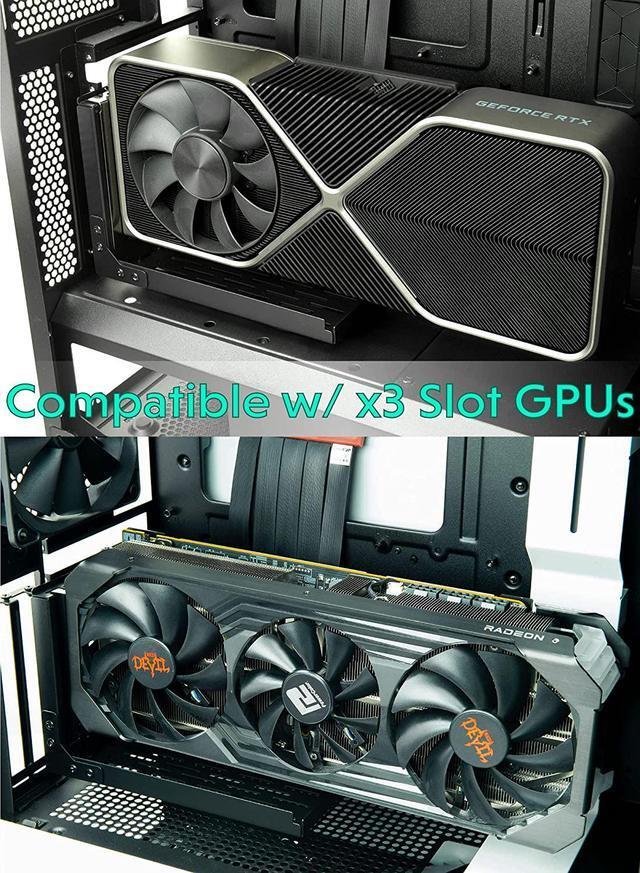 LINKUP Vertical GPU Mount Loop Bracket Graphic Card Holder With LINKUP Ultra PCIe 4.0 X16 Gen4 Riser Cable 90 Degree Right Angle 20cm Black Kit