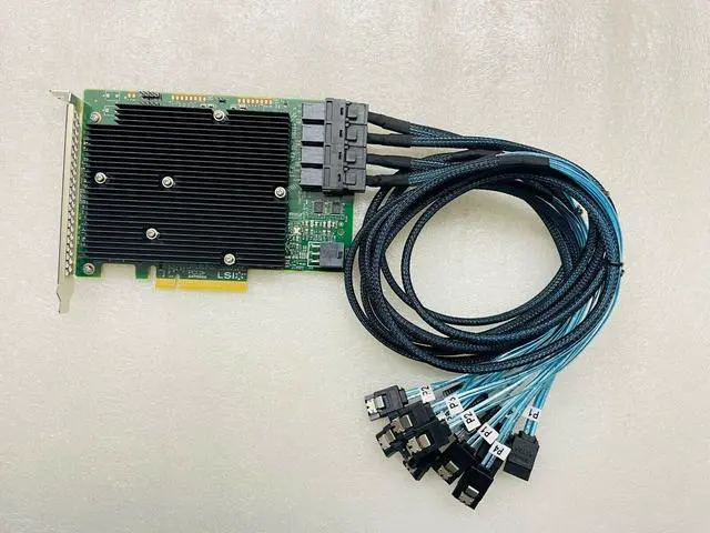LSI SAS 9300-16I 12GB/S HBA BUS ADAPTER CARD IT Mode 4*SFF-8643 SATA Cable US