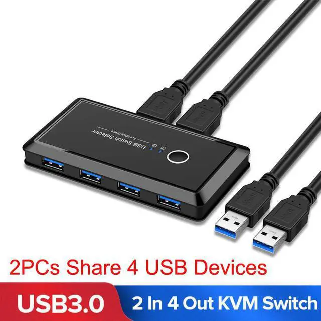 Luom T06 2 Computers Sharing 4 USB Devices KVM Switch Box USB3.0 Switcher 2x4 USB 3.0 Peripheral Sharing Switch for Keyboard/Mouse/Printer/Scanner/Computer Compatible with Mac/Windows/Linux
