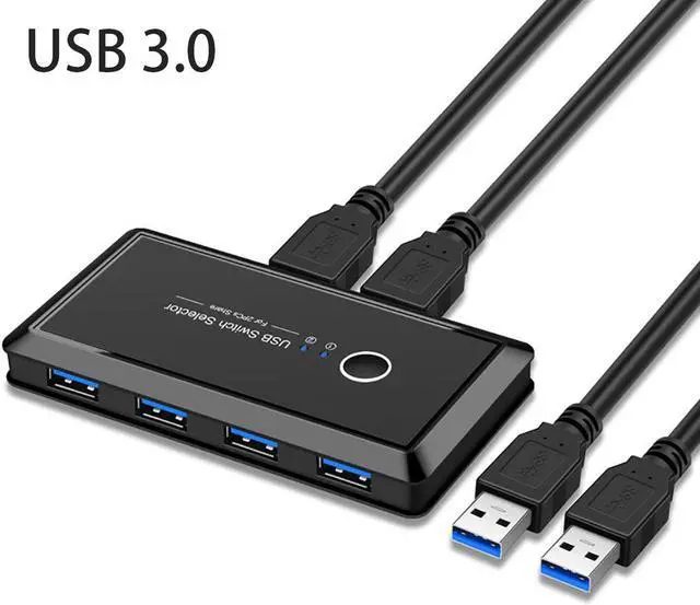 Luom T06 USB Switcher USB 3.0 KVM Switch Box 2 Port PCs Sharing 4 Devices for Keyboard Mouse Printer Monitor Switch Selector