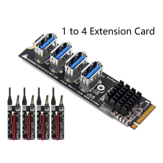 M.2 M-key To PCI-e X1 4 Port USB 3.0 Add On Card 1 In 4 Graphics Card Expansion ASM1184E For Desktop Computer Adapter