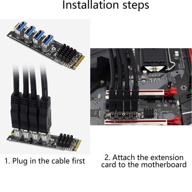 M.2 M-key To PCI-e X1 4 Port USB 3.0 Add On Card 1 In 4 Graphics Card Expansion ASM1184E For Desktop Computer Adapter