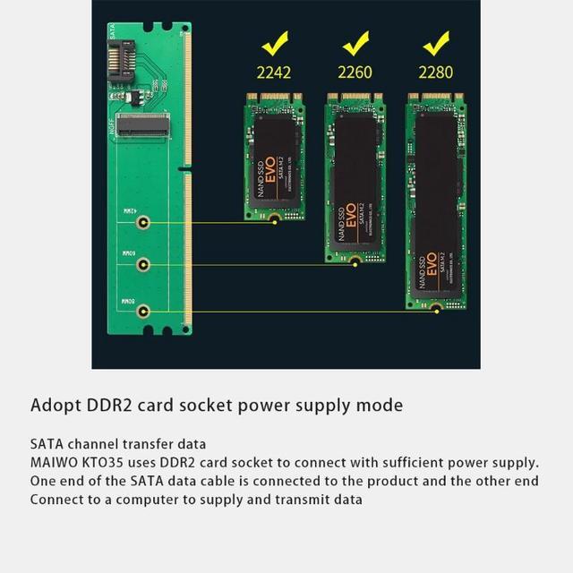 M.2 Ngff- SSD To SATA Adapter DDR2 Powered SATA To M.2 SSD Ngff- B Key Convert Card To Win 7/8/10 Support 2242-60-80 SSD