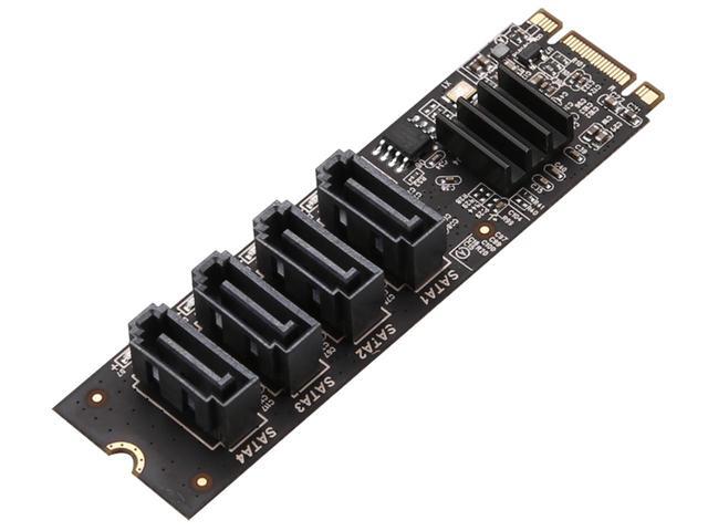 M.2 NVMe To 4 SATA Adapter Controller Card Internal 4 Port Non-RAID SATA III 6GB/s M.2 NVMe Adapter Card For Desktop PC Support SSD And HDD Hard Disk Drive