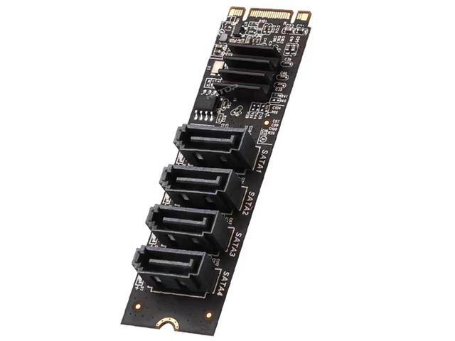 M.2 NVMe To 4 SATA Adapter Controller Card Internal 4 Port Non-RAID SATA III 6GB/s M.2 NVMe Adapter Card For Desktop PC Support SSD And HDD Hard Disk Drive