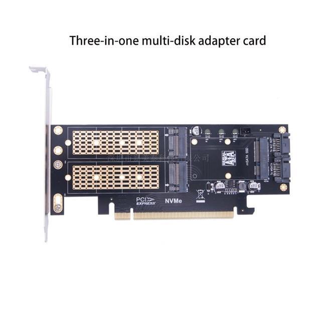 M.2 NVMe To Pci-E 4X 3 In 1 Expansion Card Adapter For Computer Laptop B+M Key MSATA Easy Installation Card