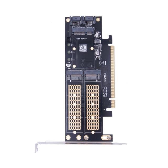 M.2 NVMe To Pci-E 4X 3 In 1 Expansion Card Adapter For Computer Laptop B+M Key MSATA Easy Installation Card